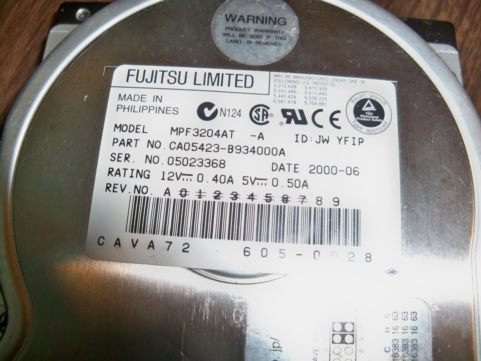 Fujitsu MPF3204AT CA05423-B934000A 20.4GB 3.5″ IDE PATA HDD Hard Drive – TESTED