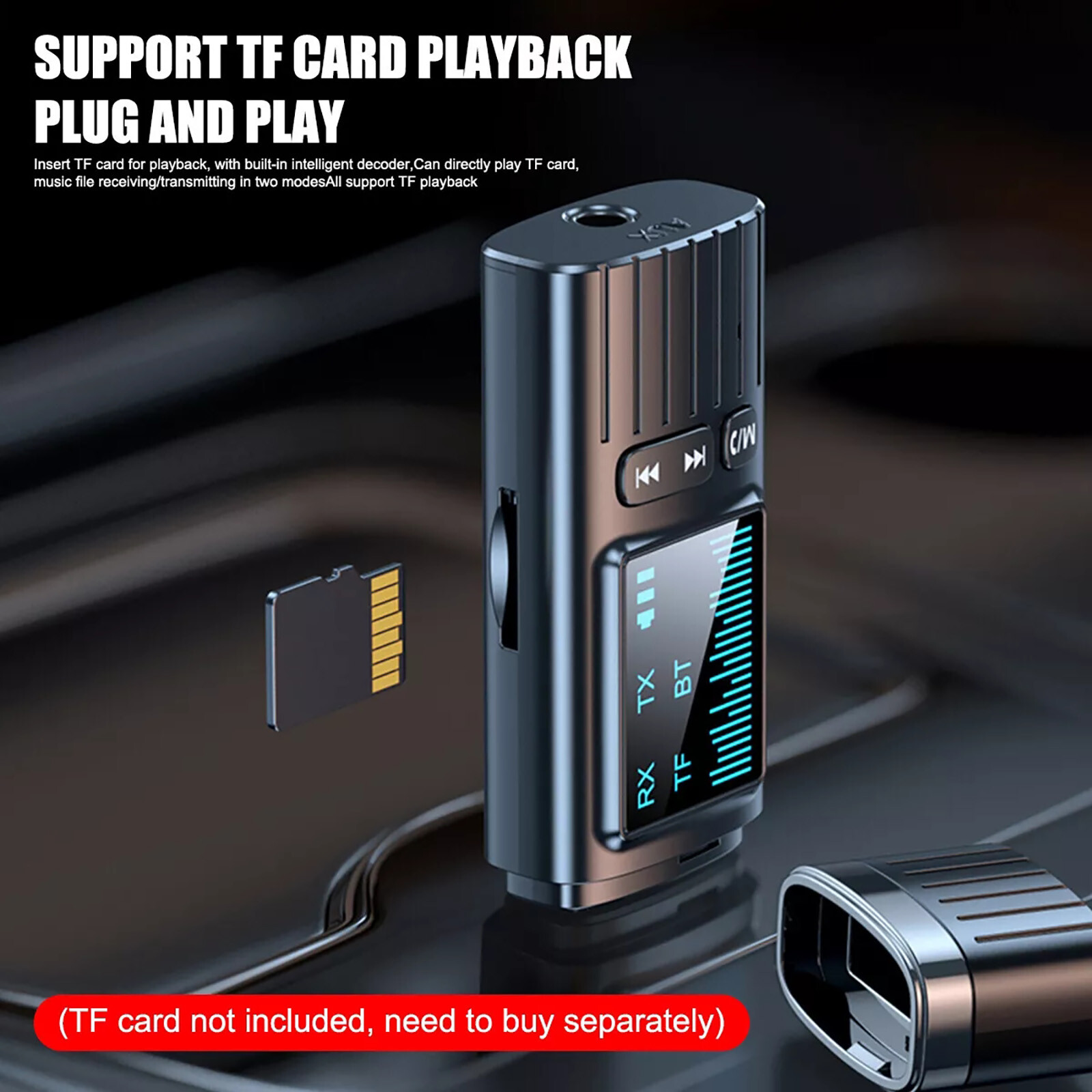 Bluetooth 5.4 Transmitter Receiver 2-in-1 Wireless Audio 3.5mm Jack Aux Adapter