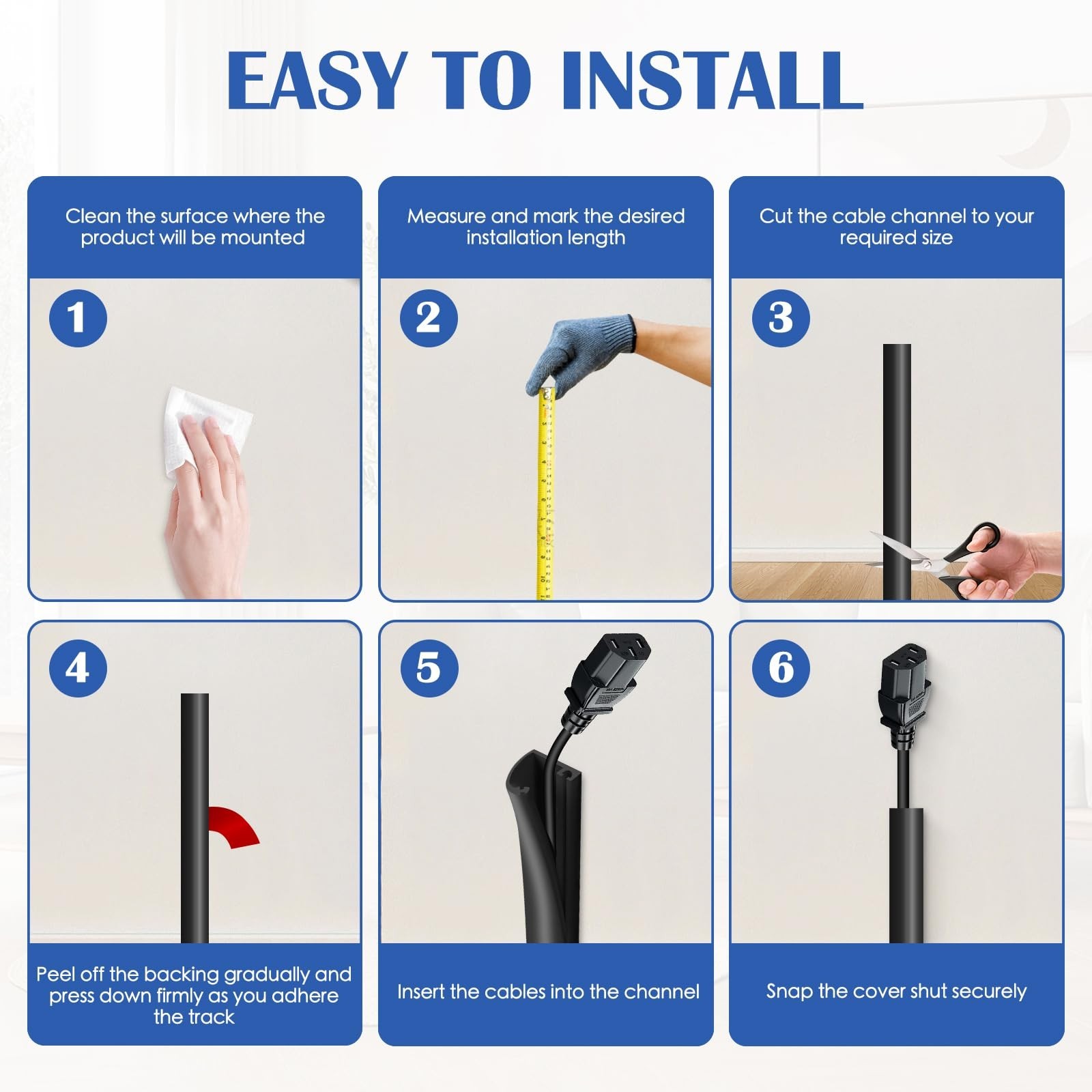 Self-Adhesive Silicone Cord Hider 118″ – Flexible Cable Concealer for Wall & TV