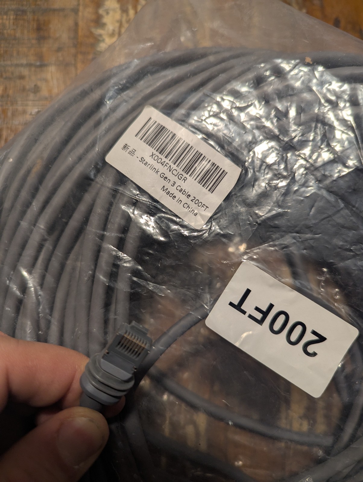200-ft Starlink Gen3 Cable Waterproof Satellite Replacement V3 Cord Standard