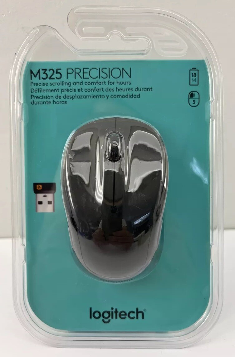 Logitech M325 Wireless Mouse Black Precision Scrolling Windows Or Mac