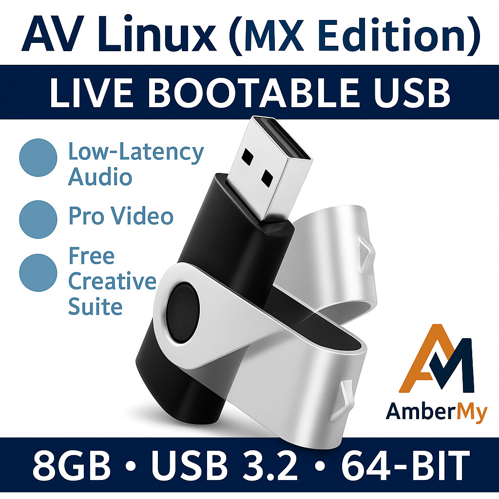 AV Linux MX Edition – 8GB USB | Low-Latency Audio & Video Studio – FREE SHIPPING
