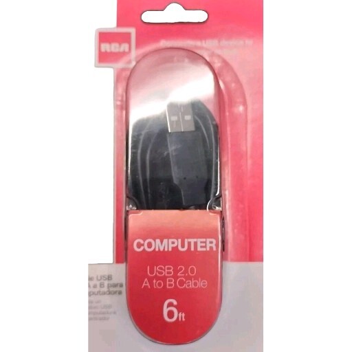 RCA Computer USB 2.0 A to B Cable 6-Feet (TPH520R)