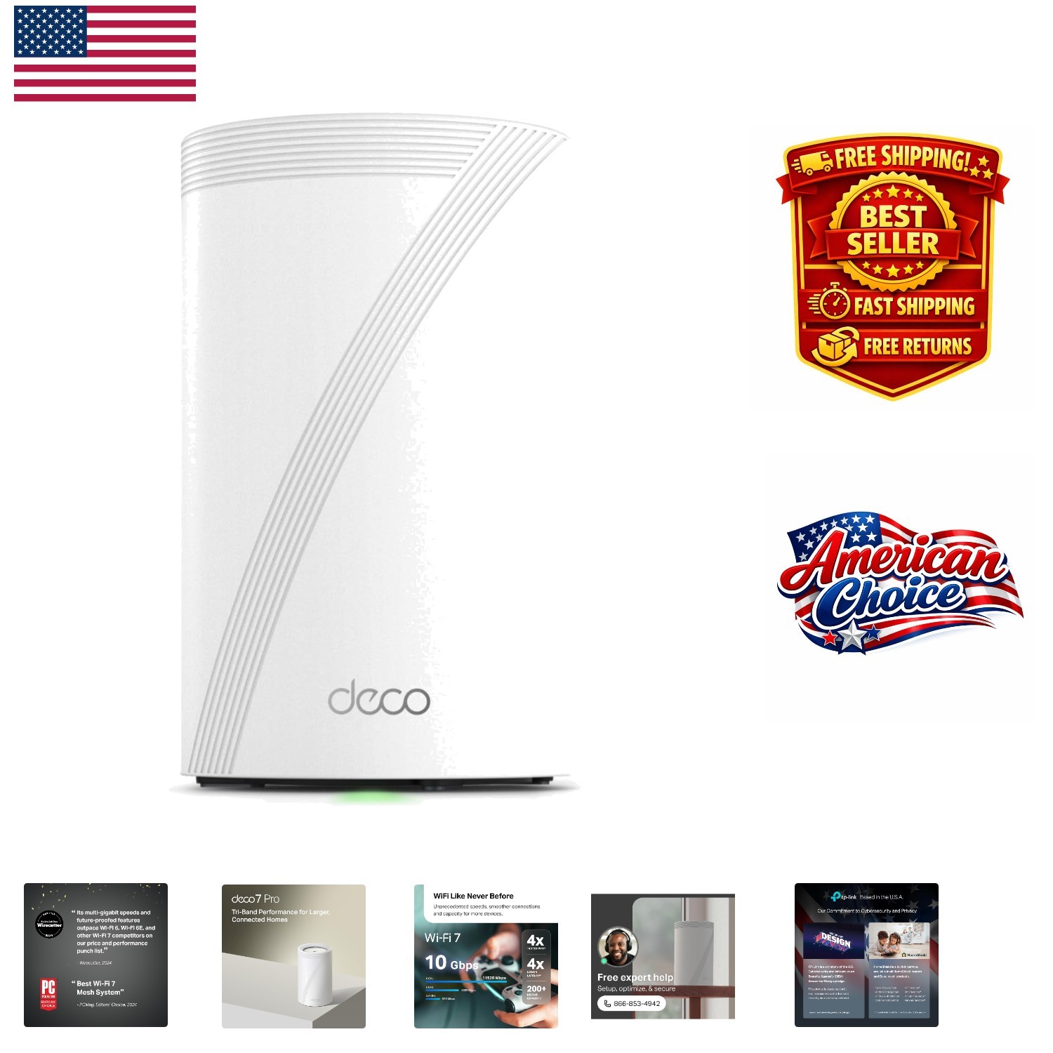 Deco 7 Pro BE10000: Ultra-Fast WiFi 7 Mesh System with VPN & HomeShield Security