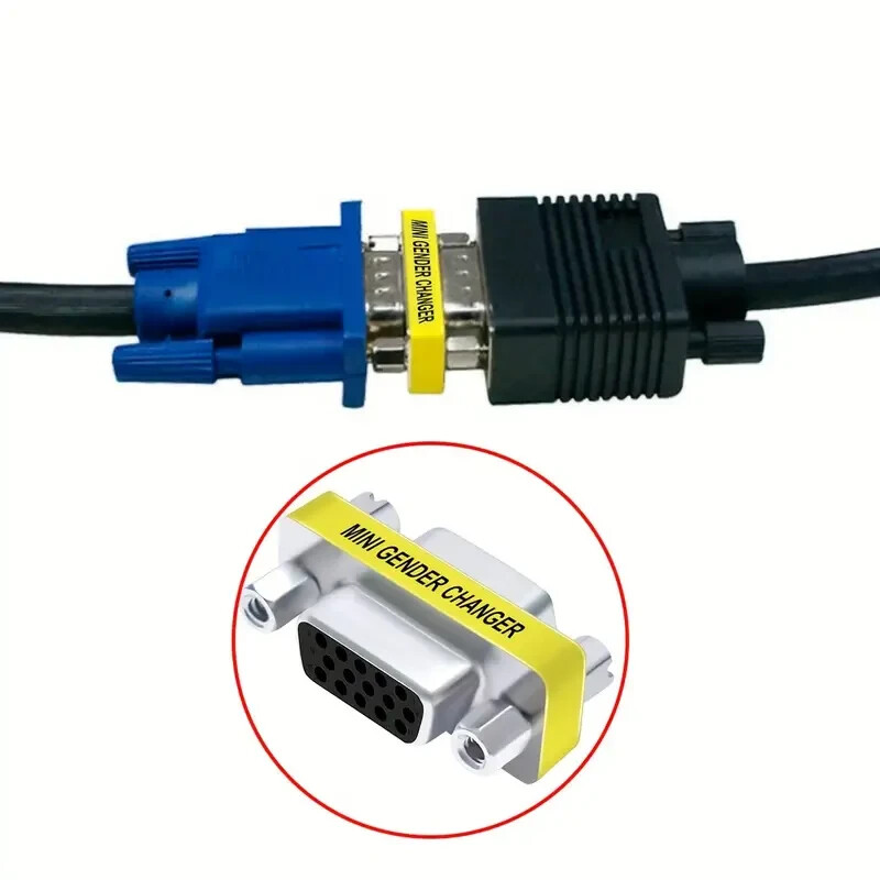 VGA SVGA Female Male 15 Pin Connector Gender Converter Adapter Coupler Extender