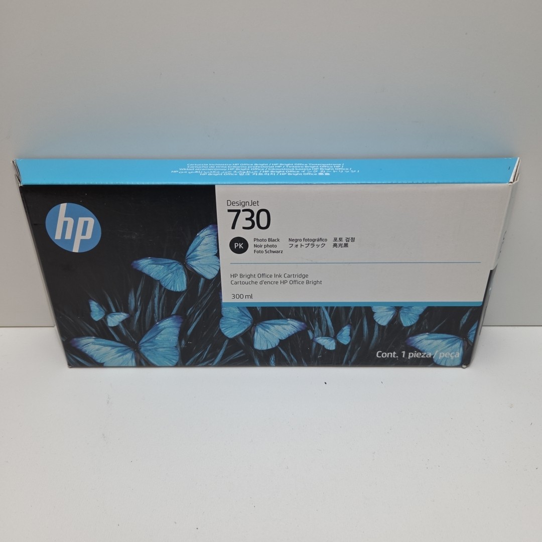 NEW GENUINE – HP 730 PHOTO BLACK INK 300ml DesignJet P2V73A – Sealed Box 11/2027