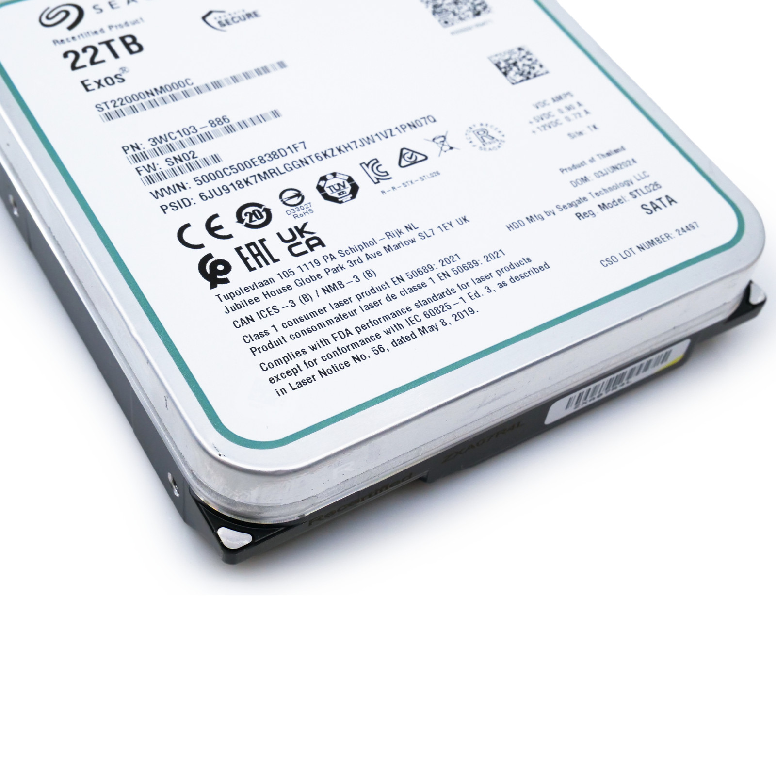 Seagate Exos 22TB SATA HDD ST22000NM002C 7.2K RPM 6Gb/s 3.5in