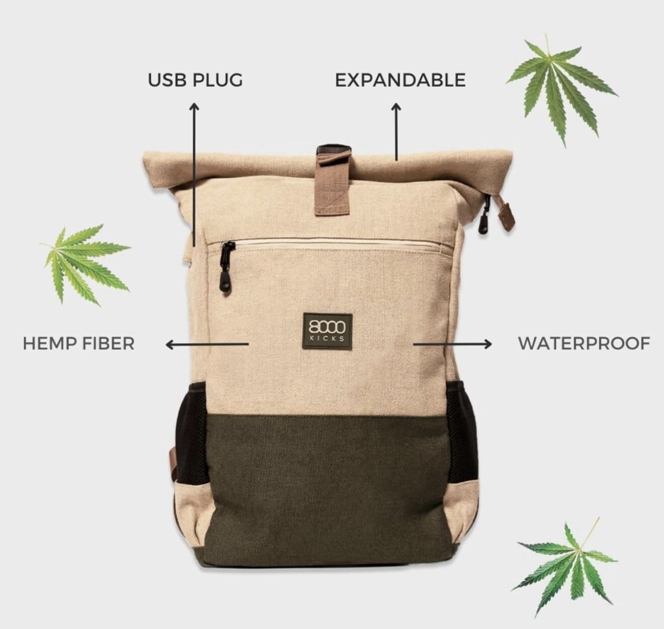 30L (Green) 8000Kicks student’s Backpack for sweethearts, Daypack for Laptop USB