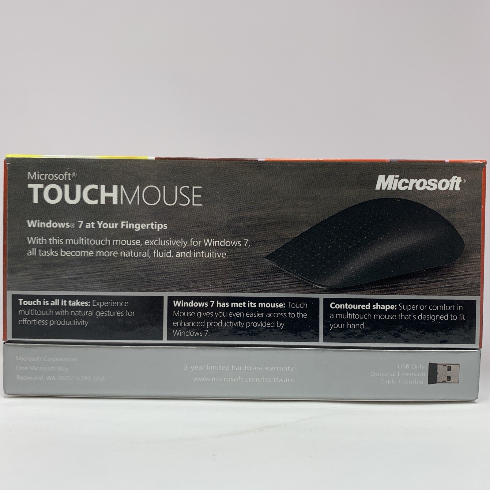 Microsoft Touch Mouse Black 1459, 1447 w Dongle, Cord New Open Box Windows 7