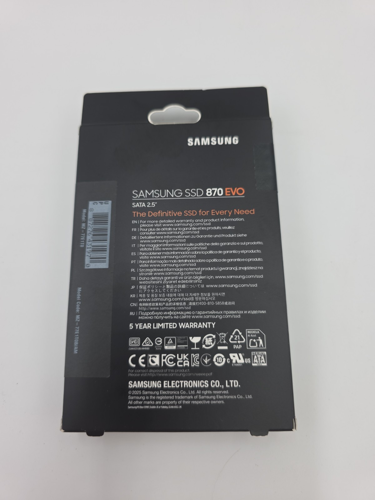 Samsung 870 EVO 1TB, 2.5 inch Internal SSD – ‎MZ-77E1T0B/AM