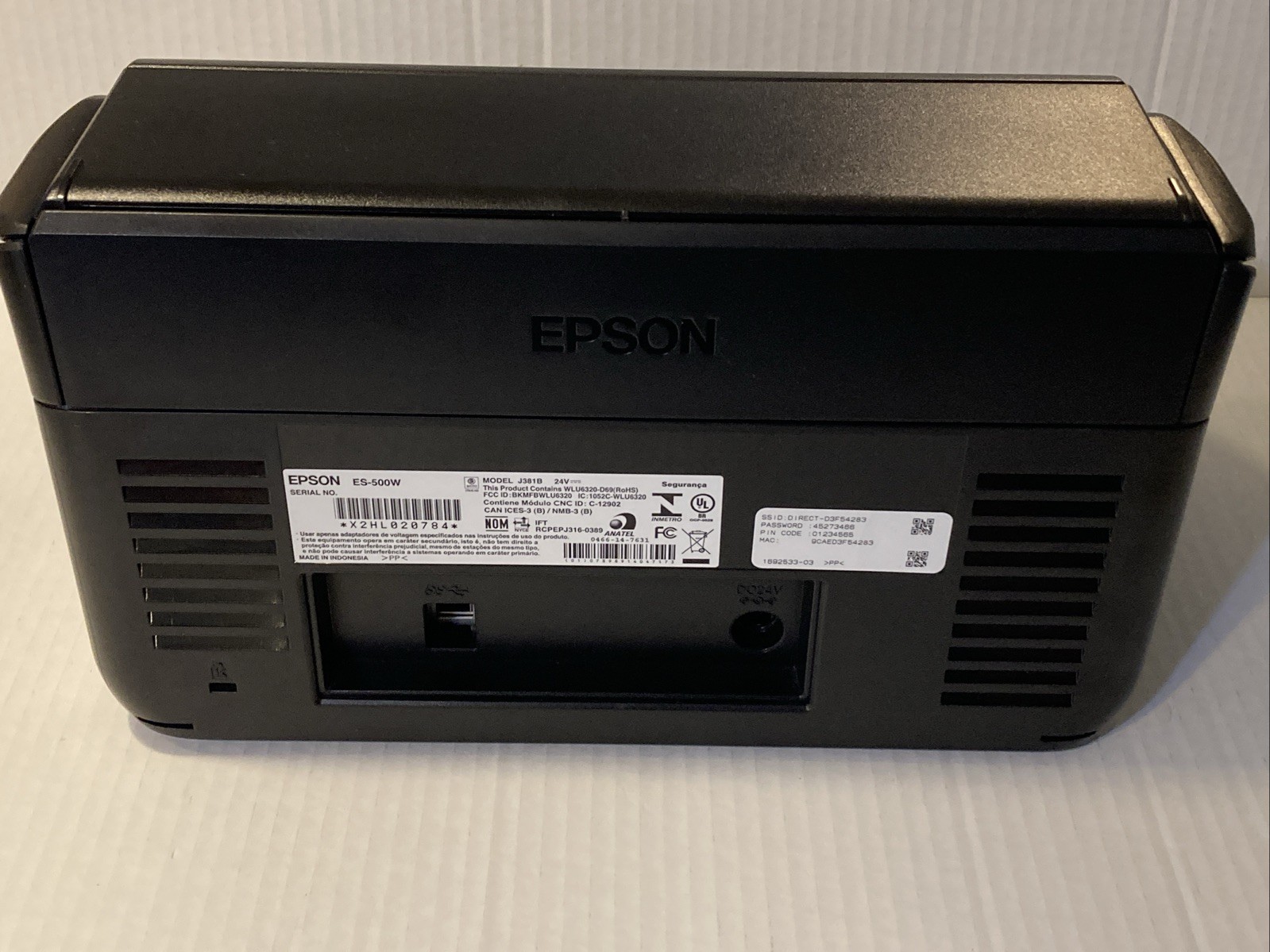 Epson WorkForce ES-500W Wireless Duplex Desktop Document Scanner W Cords 1320 Sc