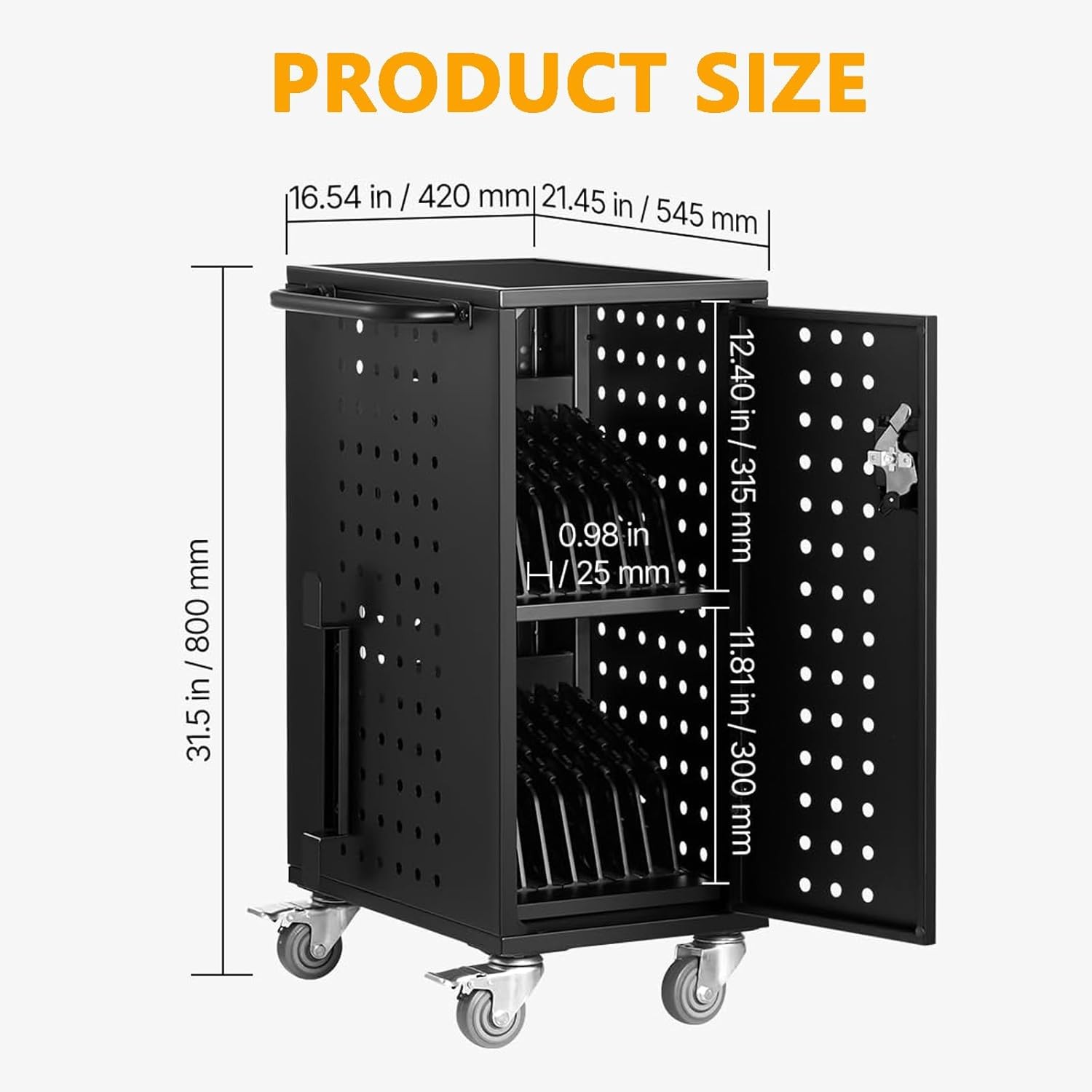 Mobile Laptop Charging Cart with Lock & Key-Cart Up To 15.6″ Device,16/20/32 Pcs