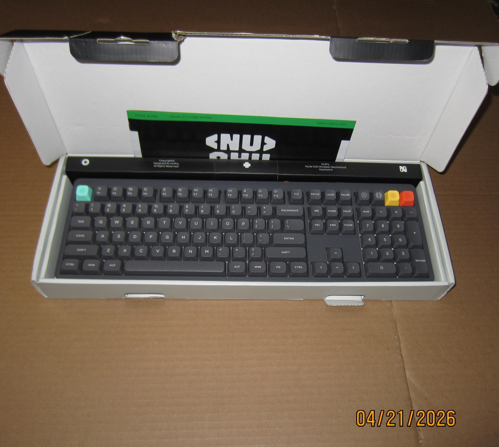 NEW Open Box NuPhy Node 100 Tri-Mode Wireless Mechanical Keyboard High Profile