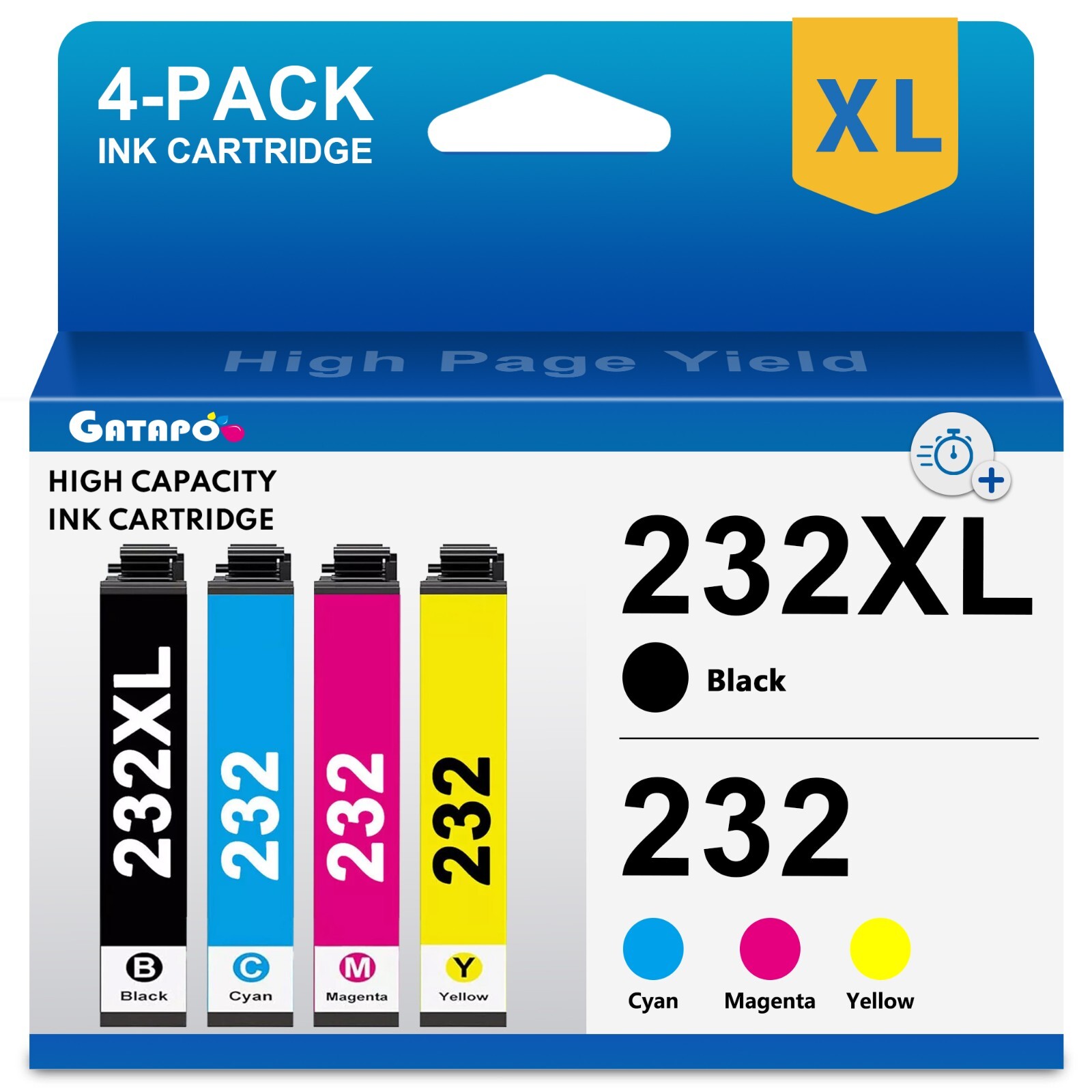 GATAPO® 4PK 232XL 232 XL T232XL Ink Cartridges for Epson WF-2930 WF-2950 XP-4205