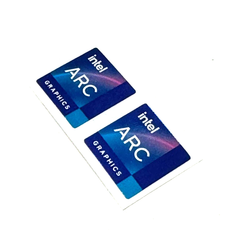 2 x Intel Arc Graphics Sticker Label Decal 18mm x 18mm