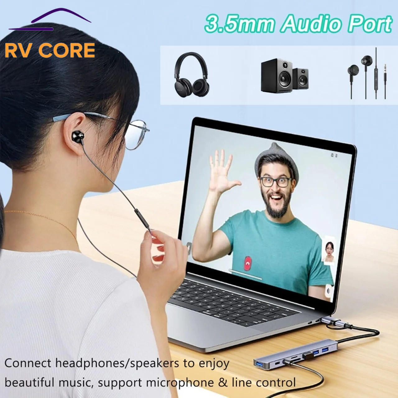 USB 3.0 Type-C Hub – 5-Port Multi-Splitter with TF/SD Card Reader & OTG for Andr