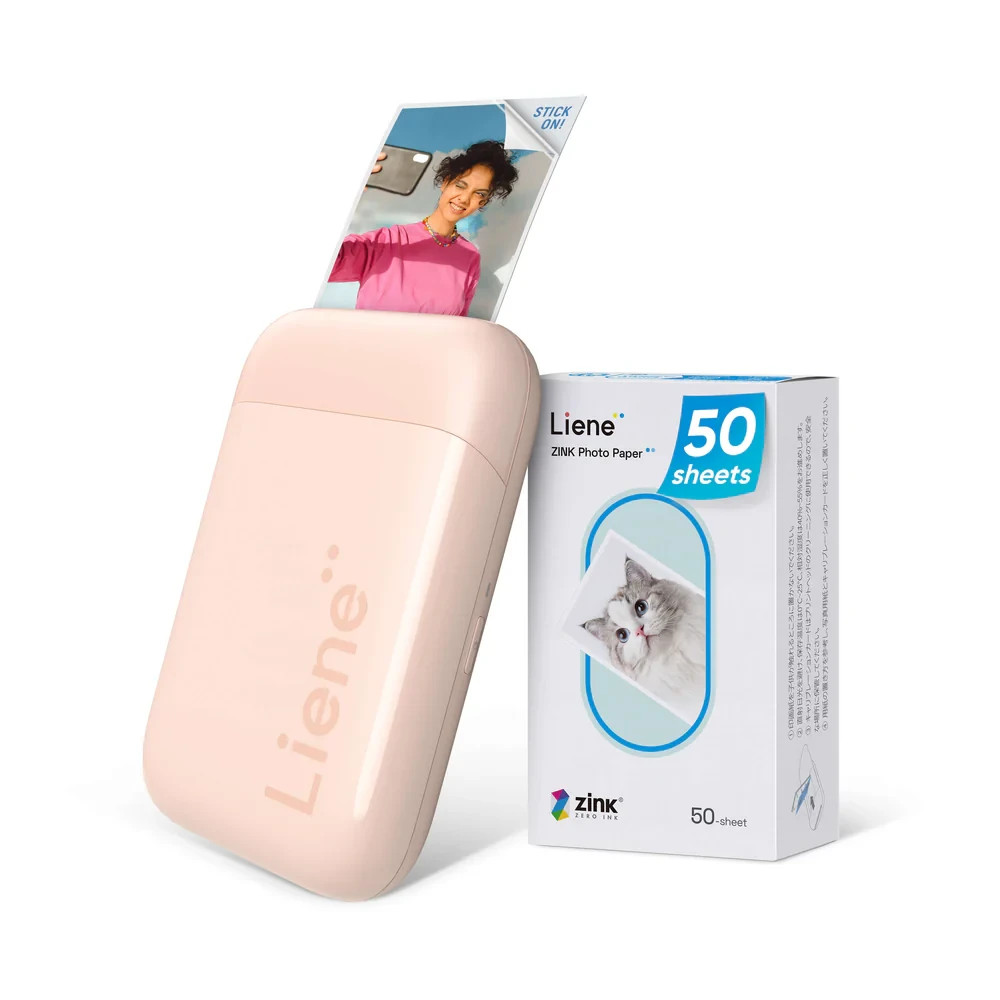 Liene Pearl K100 2×3″ Portable Photo Printer – Pink (50 Zink Photo Papers)