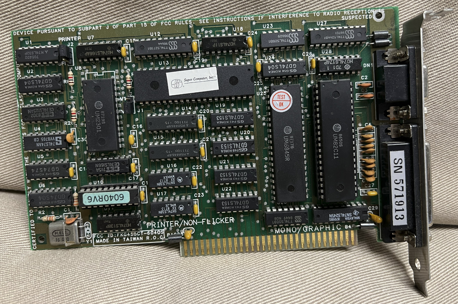 Twinhead CT-6040S 8-bit ISA Mono & Hercules Graphic Card – Tested and working