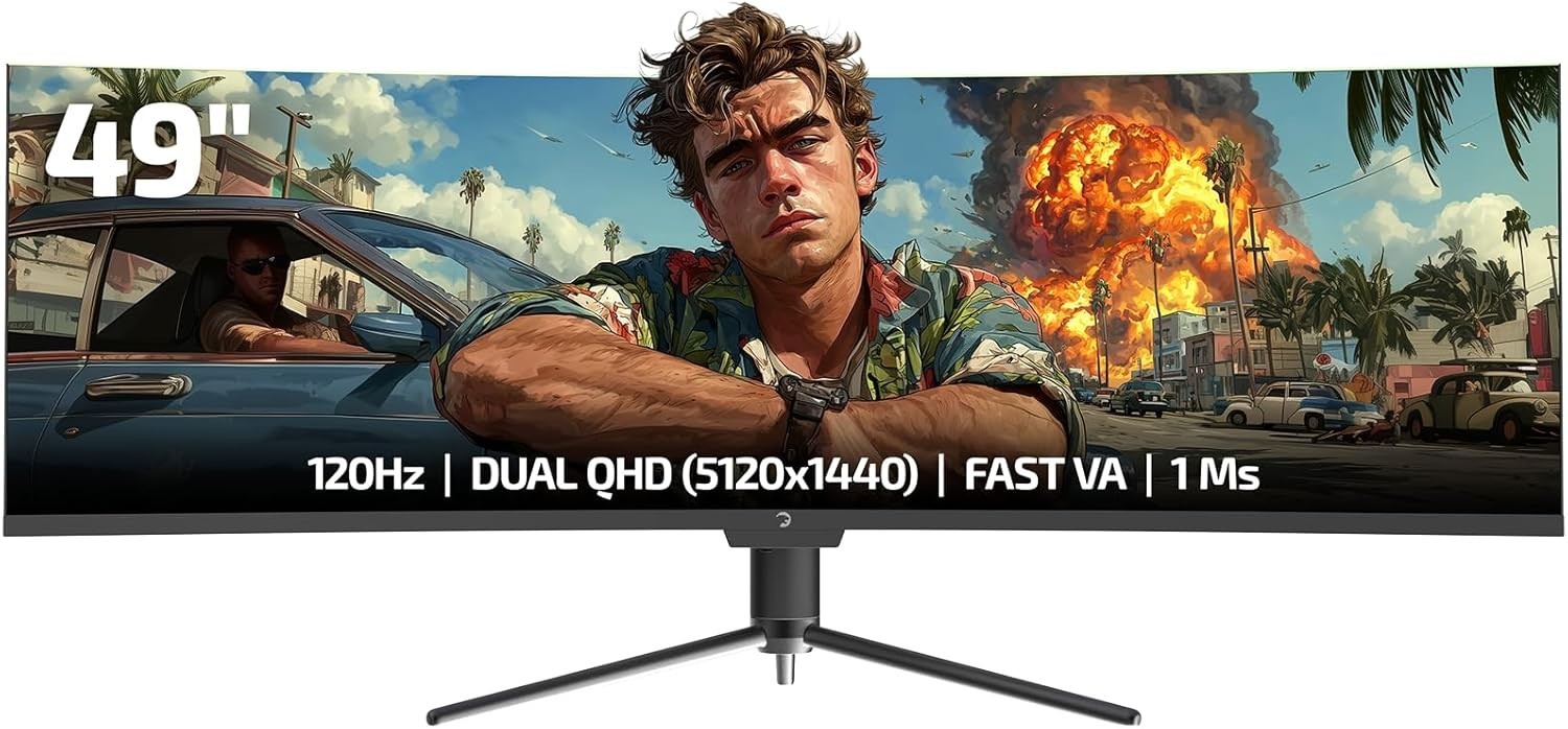 GAMEPOWER DQ49 inch Curved Ultrawide Gaming Monitor, 1Ms, 120Hz Refresh Rate, 5K