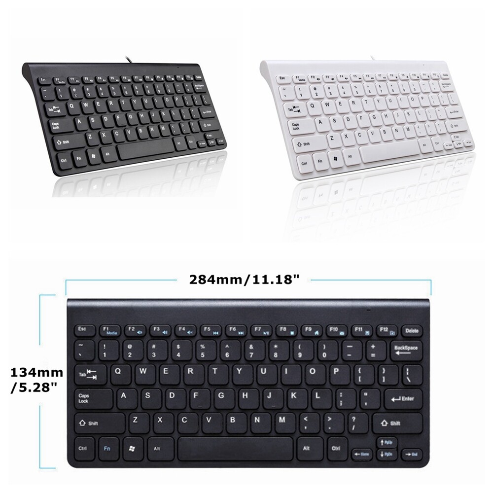 78 Keys Small Waterproof Wired USB Keyboard for PC Desktop Laptop Computer White