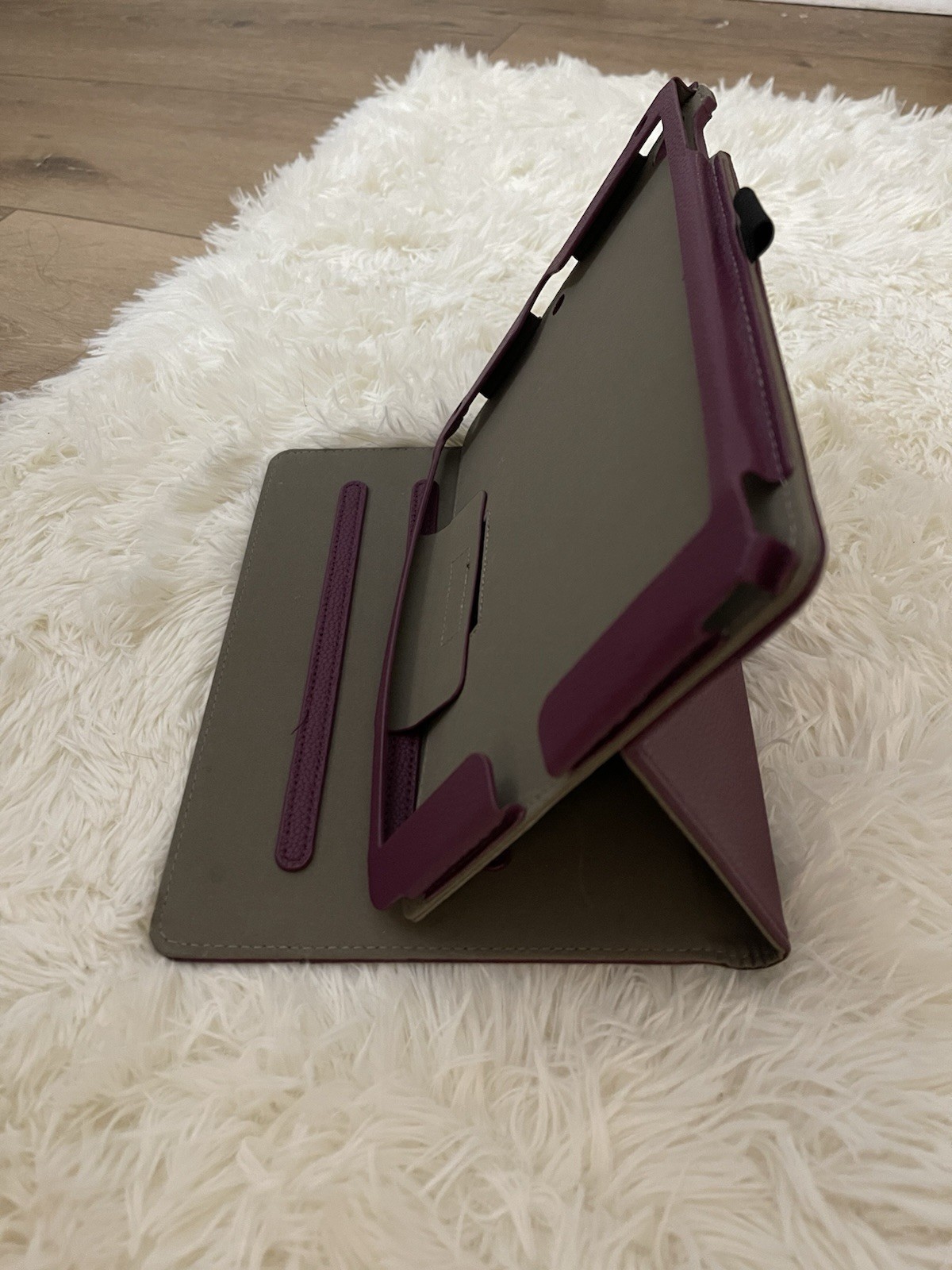 Purple Synthetic Leather Folding Folio Tablet Case with Integrated Stand