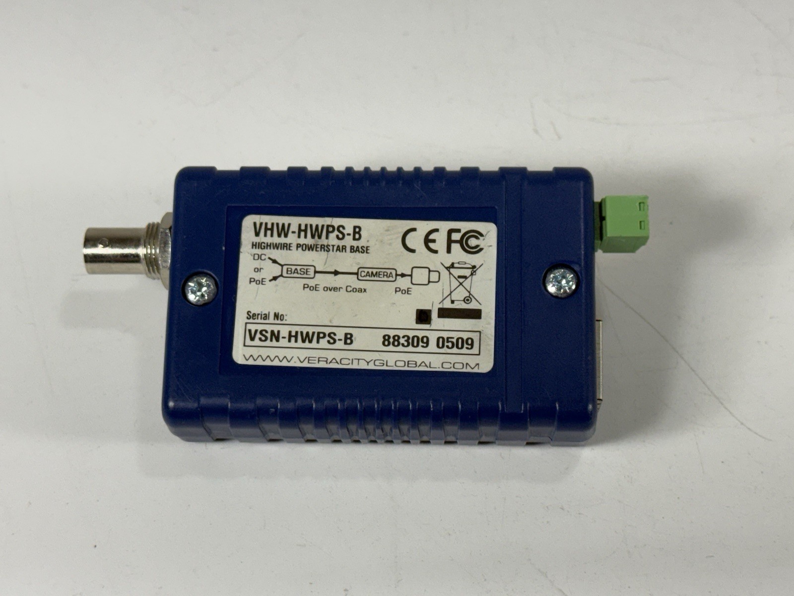 Veracity VHW-HWPS-B HIGHWIRE Powerstar Ethernet & PoE Over Coax BASE Unit