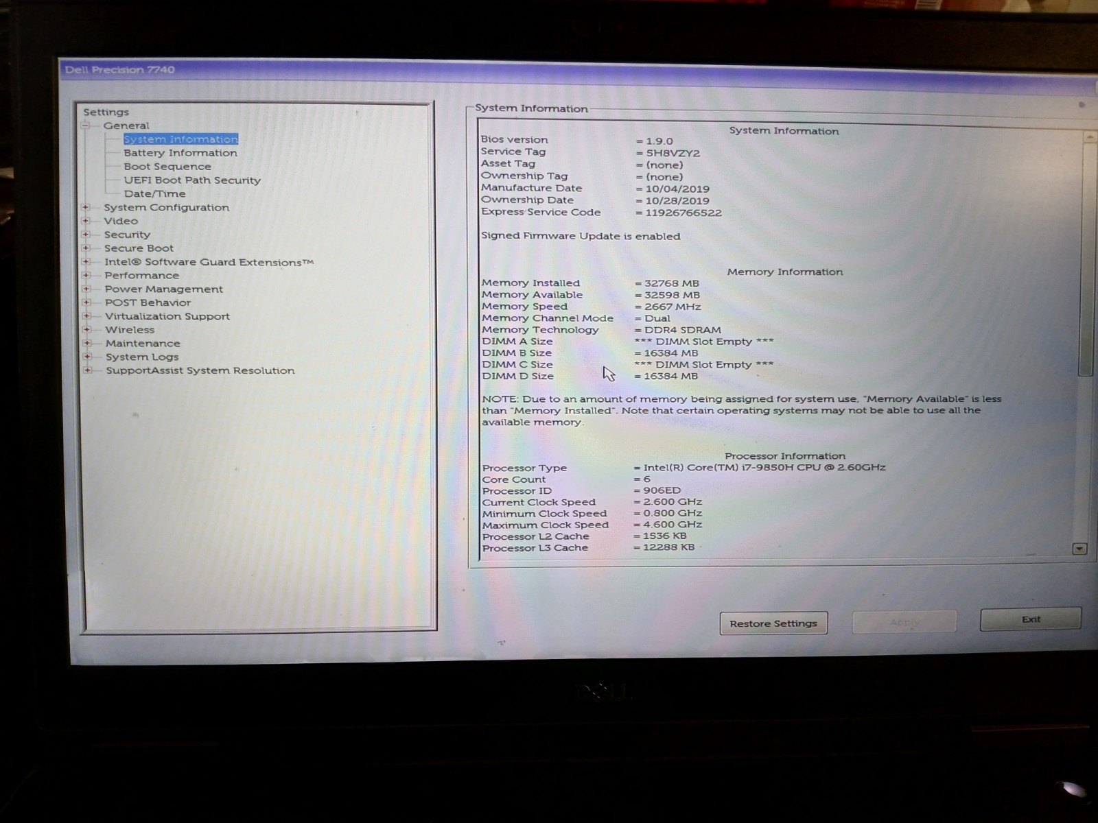 Dell Precision 7740 Laptop i7-9850H 32GB 256GB SSD Win11 RTX 3000 *READ* #97