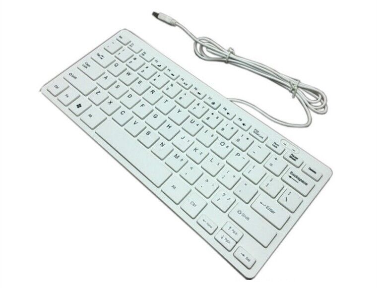 CQT 78 Keys Mini Slim Lightweight Wired USB Plastic White Keyboard Windows 7 10