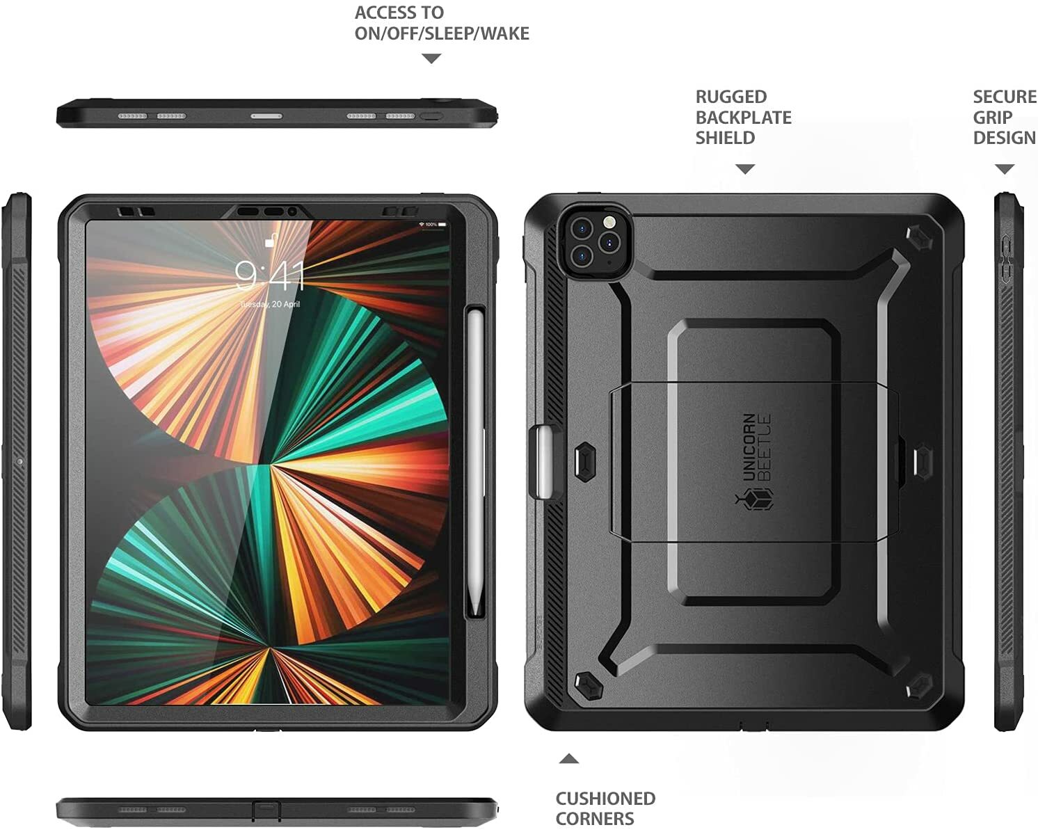 SUPCASE for Apple iPadPro 12.9″ 2022/21/20 Case Screen Cover Support PenCharging