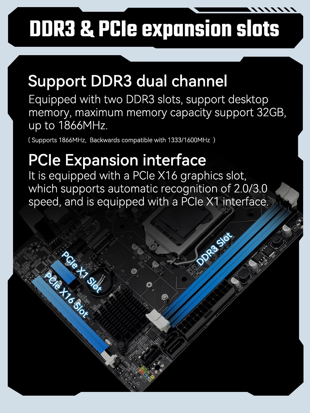 LGA 1155 H61 Motherboard M-ATX 2*DDR3 SATA/NVMe M.2 for Intel i3 i5 i7 CPUs