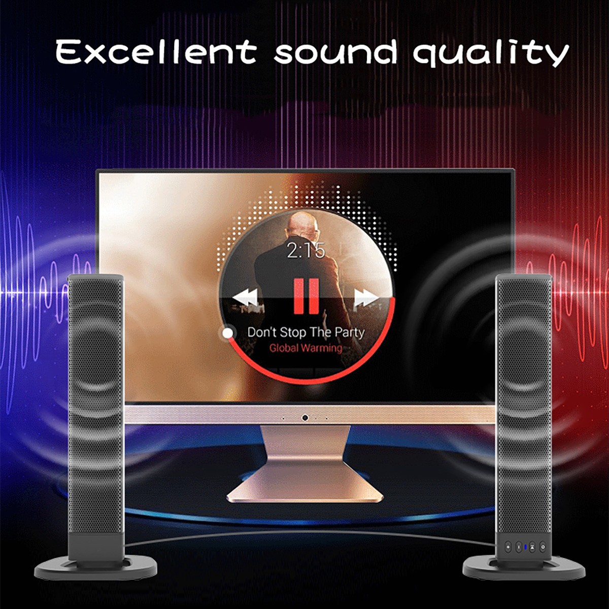 Bluetooth 5.0 Home TV Sound Bar Speaker System Wireless Subwoofer 3D Surround US