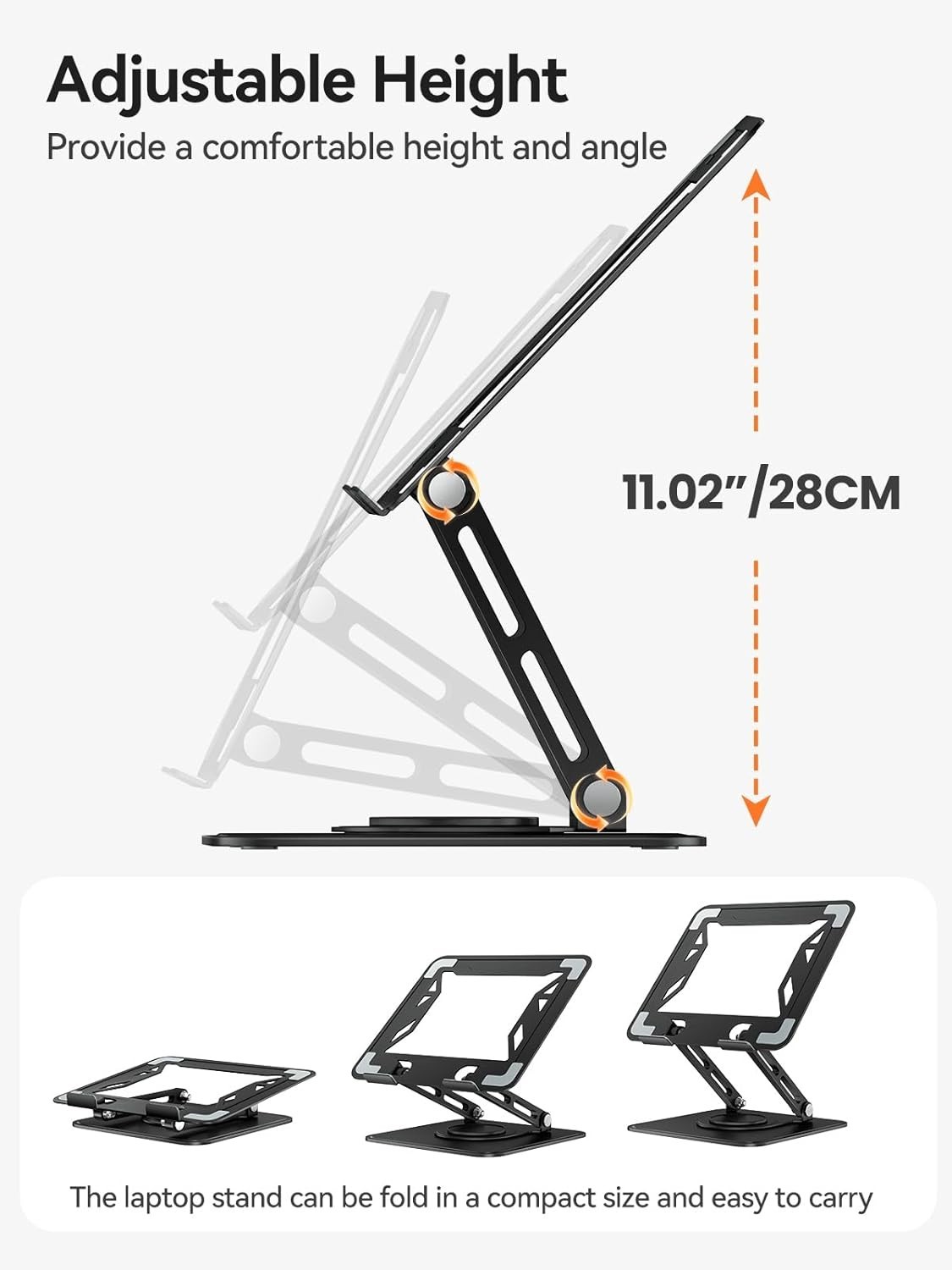 Laptop Stand for Desk, Adjustable Computer Stand Holder with 360° Rotating Ba…
