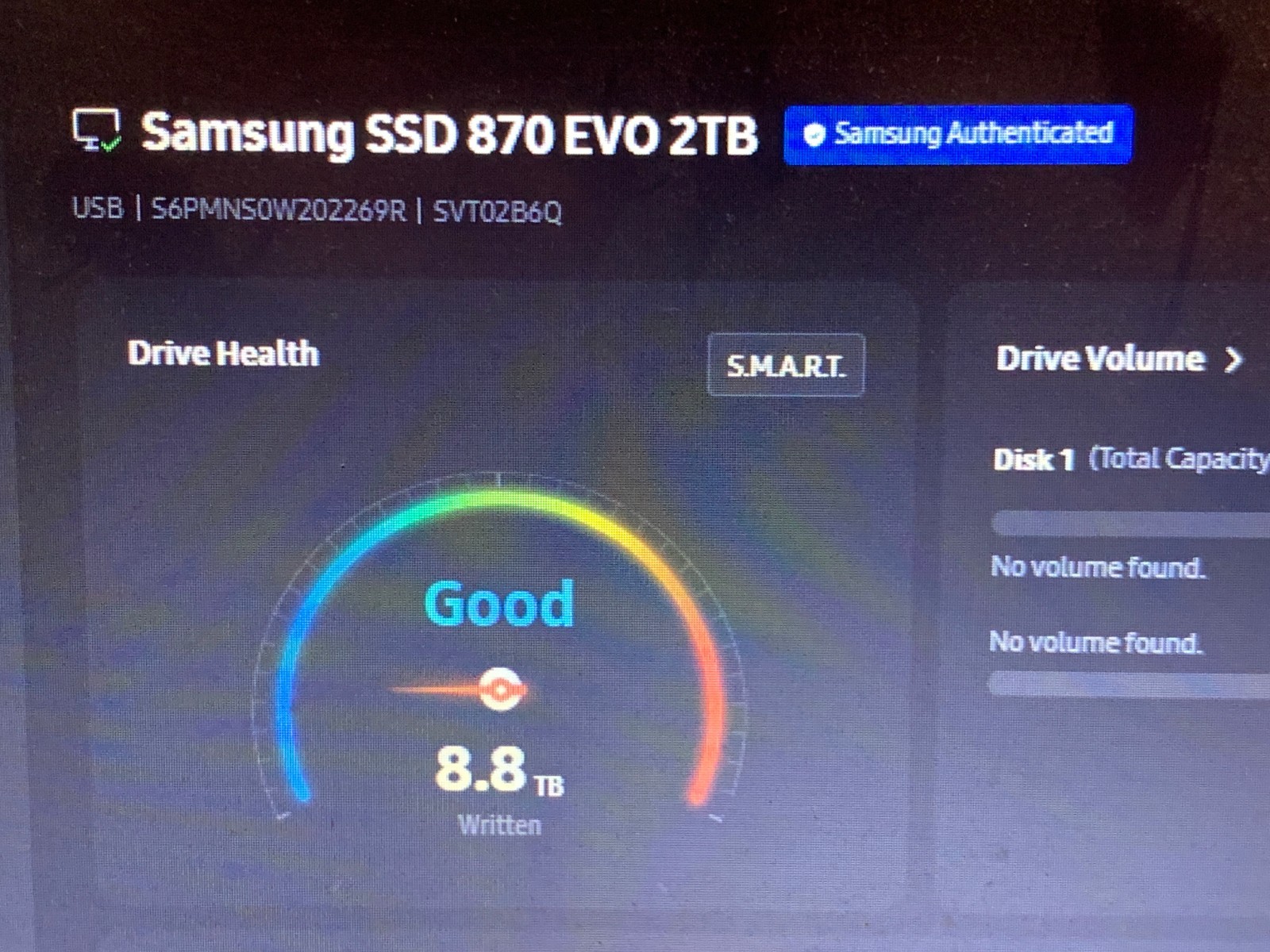 Samsung 870 EVO 2TB 2.5″ SATA III Internal SSD MZ-77E2T0 99-100% Health
