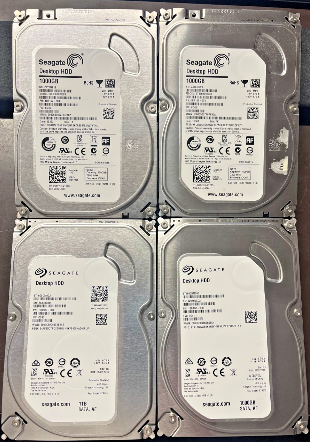 LOT of 4 – Seagate Desktop ST1000DM003 1TB 7.2K 3.5″ SATA HDD Hard Drive