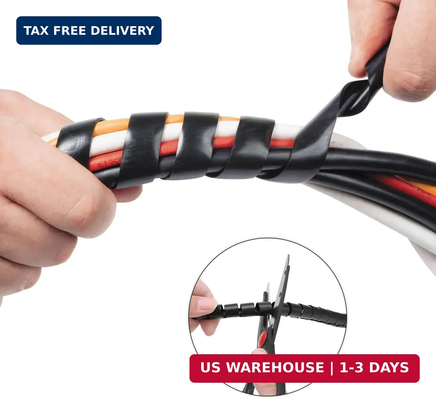 Spiral Cable Wrap Sleeve 1″(25mm) x 5 Ft Cord Organizer for Computer Wires, Elec