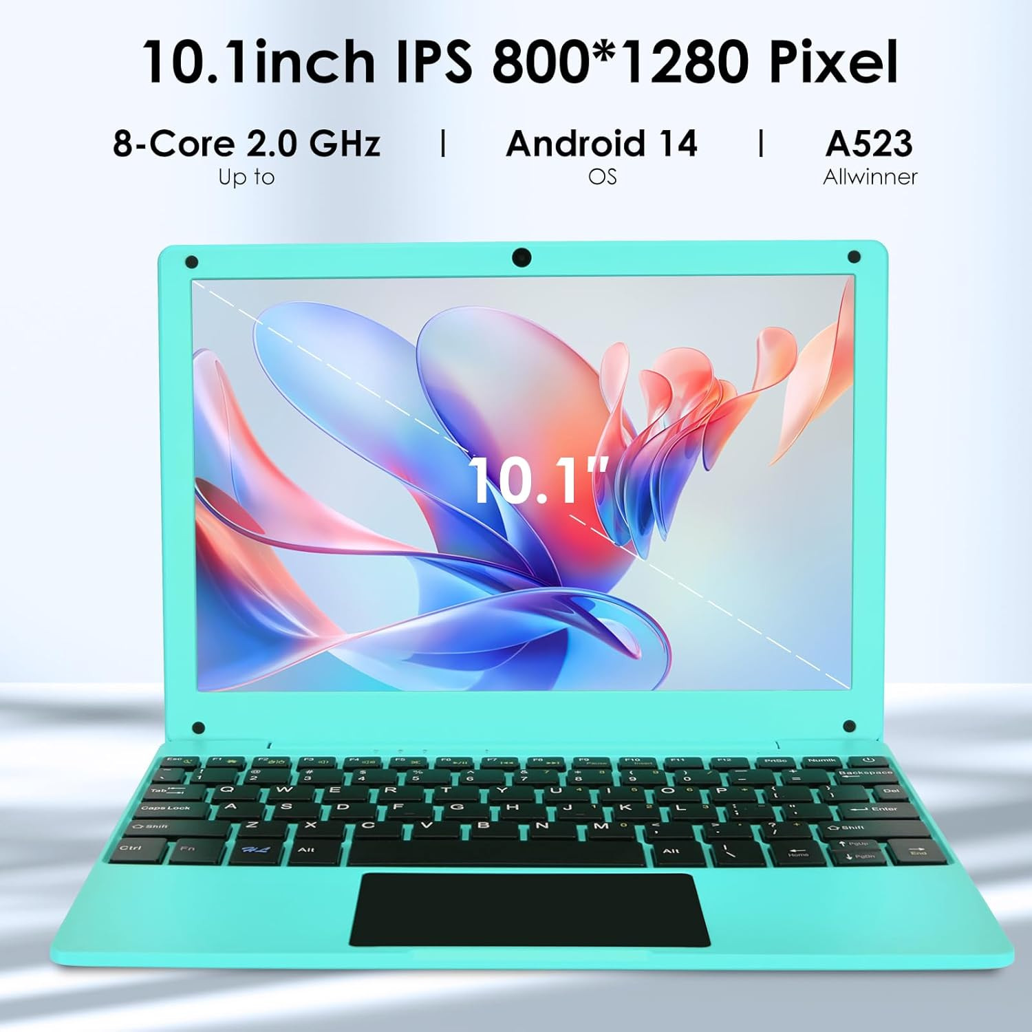 Mini Laptop 10.1 Inch Android 14, 4GB RAM, 128GB EMMC, Small Computer HD IPS Dis