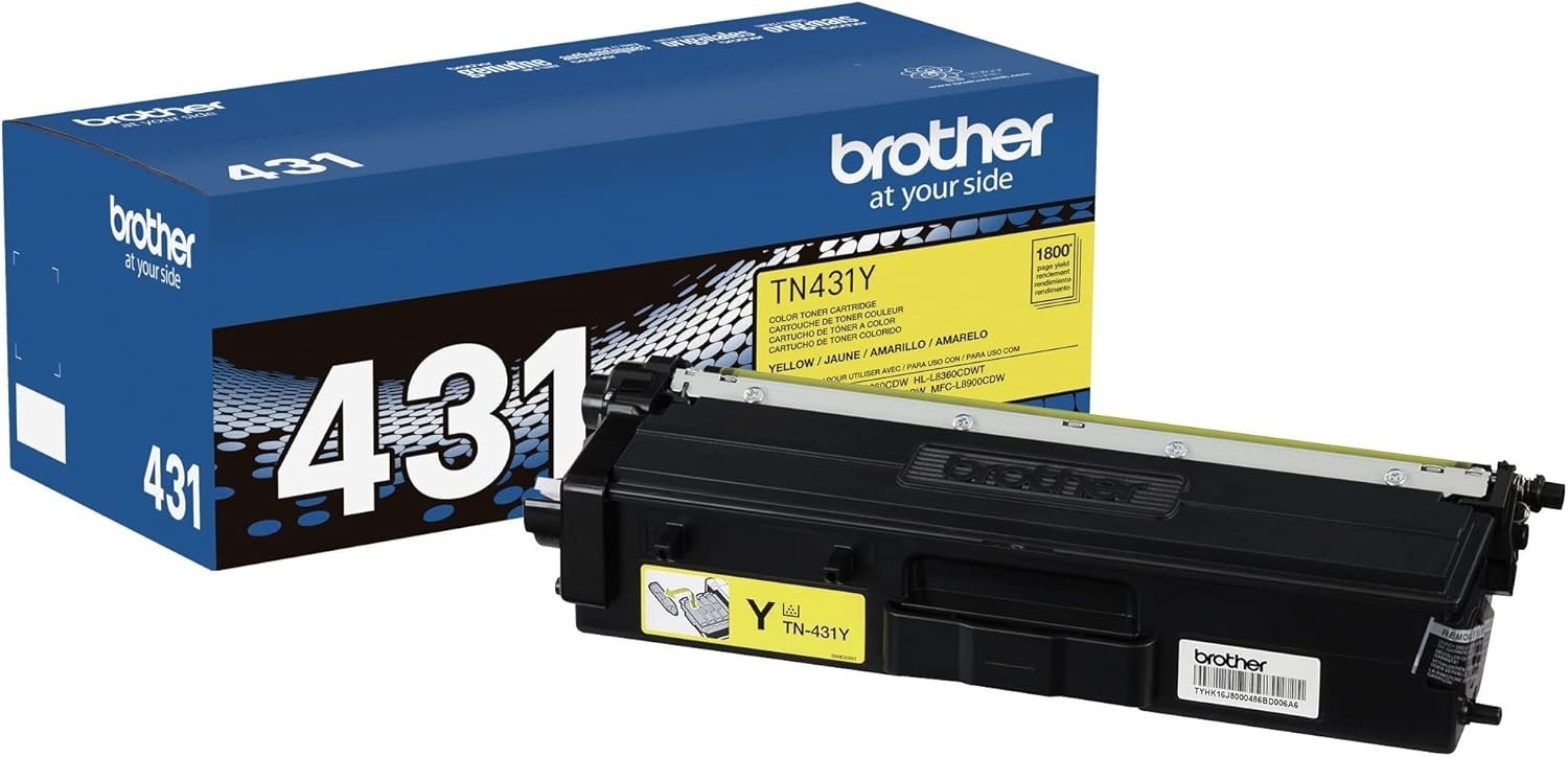 Genuine Brother Printer TN431Y Standard Yield Toner-Retail Packaging, Yellow