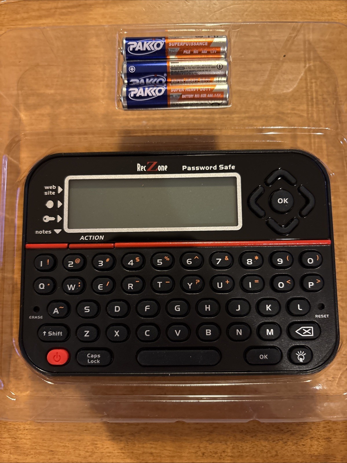RecZone Password Safe Model 595 LCD Digital Password Organizer QWERTY Open Box