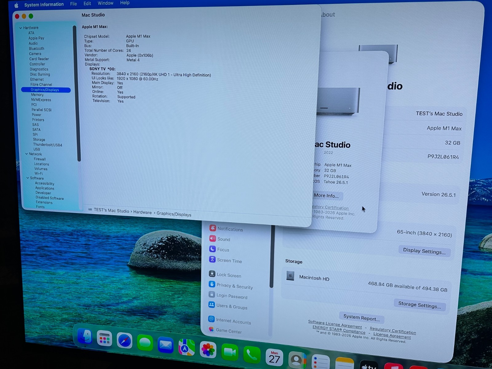 2022 Apple Mac Studio M1 Max Chip 32GB 512GB SSD 24-Core GPU Silver MJMV3LL/A