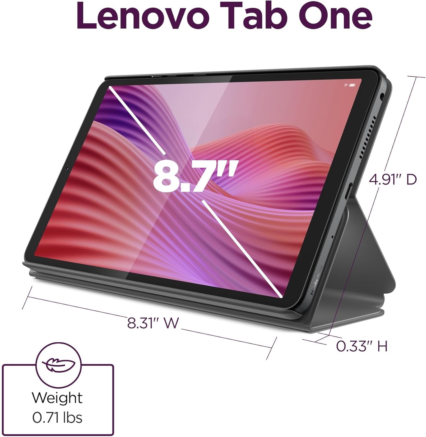 Lenovo Tab One with Folio Case Bundle – G85 / 4GB RAM / 64 GB / 8.7″ / Luna Grey