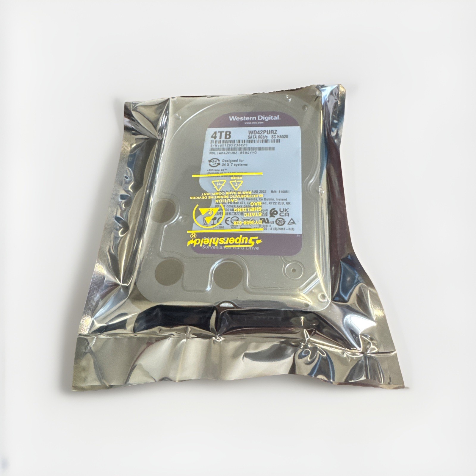 WD Purple 4TB 3.5″ Surveillance Hard Drive – 7200RPM SATA 6Gb/s, (WD42PURZ)