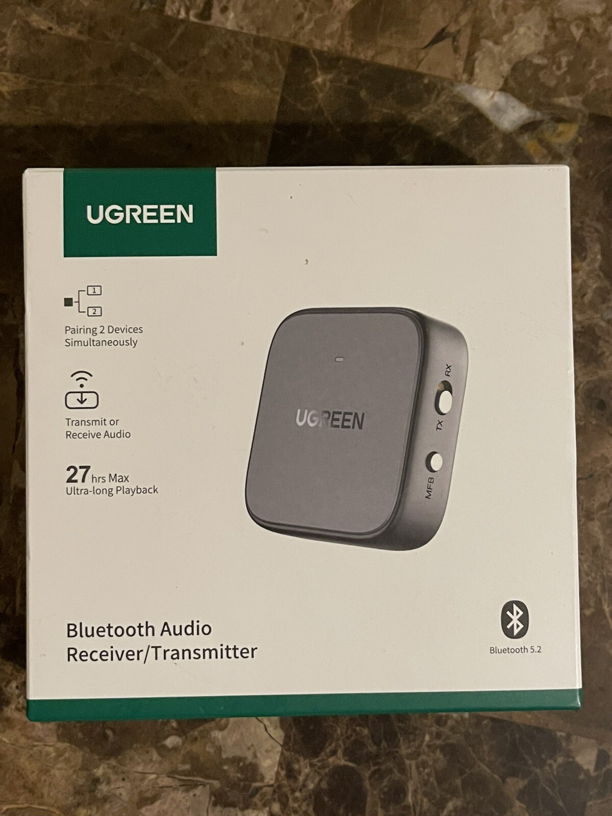 UGREEN Bluetooth 5.2 Receiver Transmitter 2-in-1 3.5mm Aux Audio Adapter TV Car