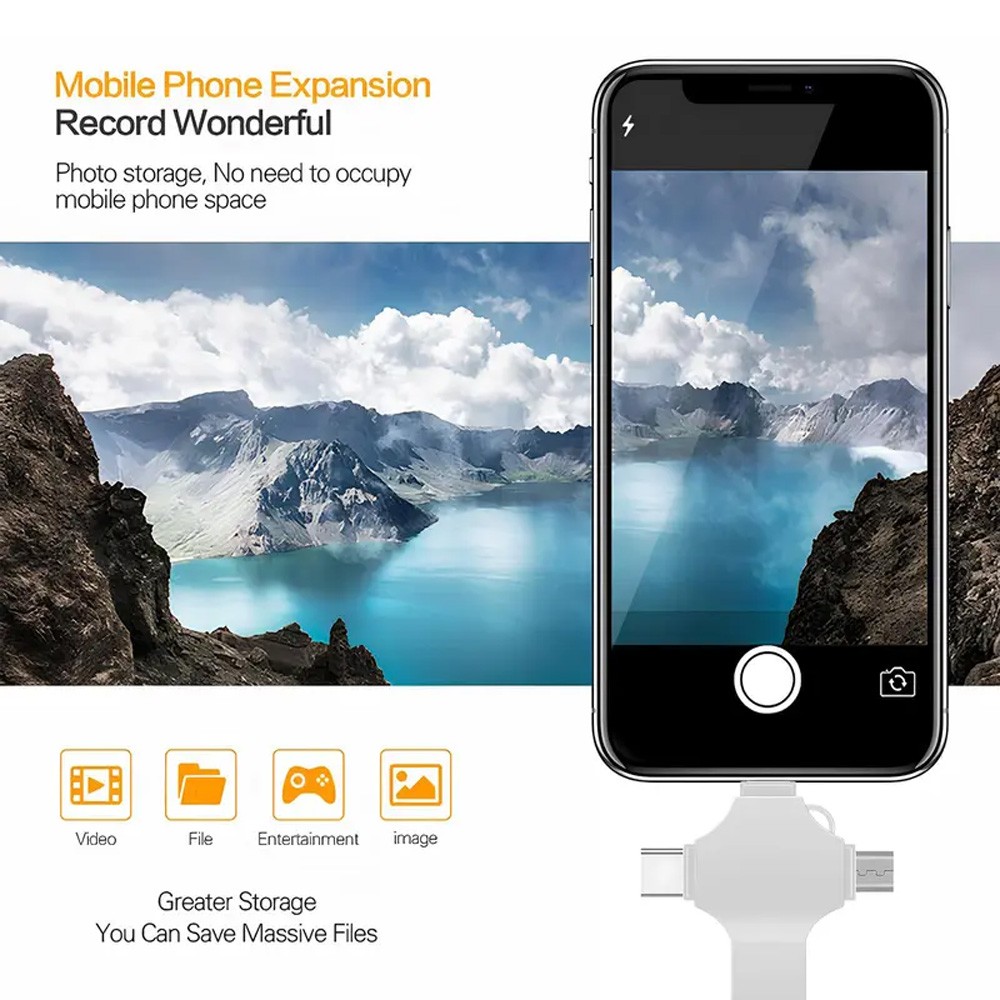 2TB 4-in-1 USB 3.0 Flash Drive Compatible with iPhone iPad Android USB-C