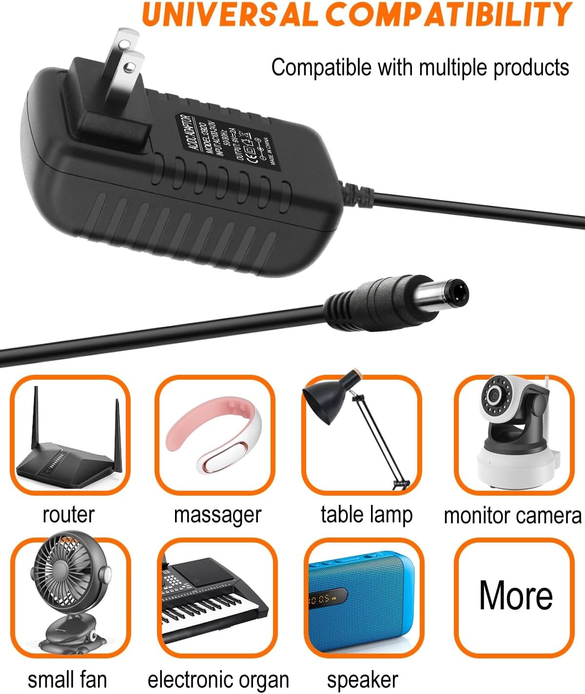 9V 2A Power Supply Adapter AC 110V-240V to DC 9Volt 2A 1.5A 1A 750mA 0.5A Power