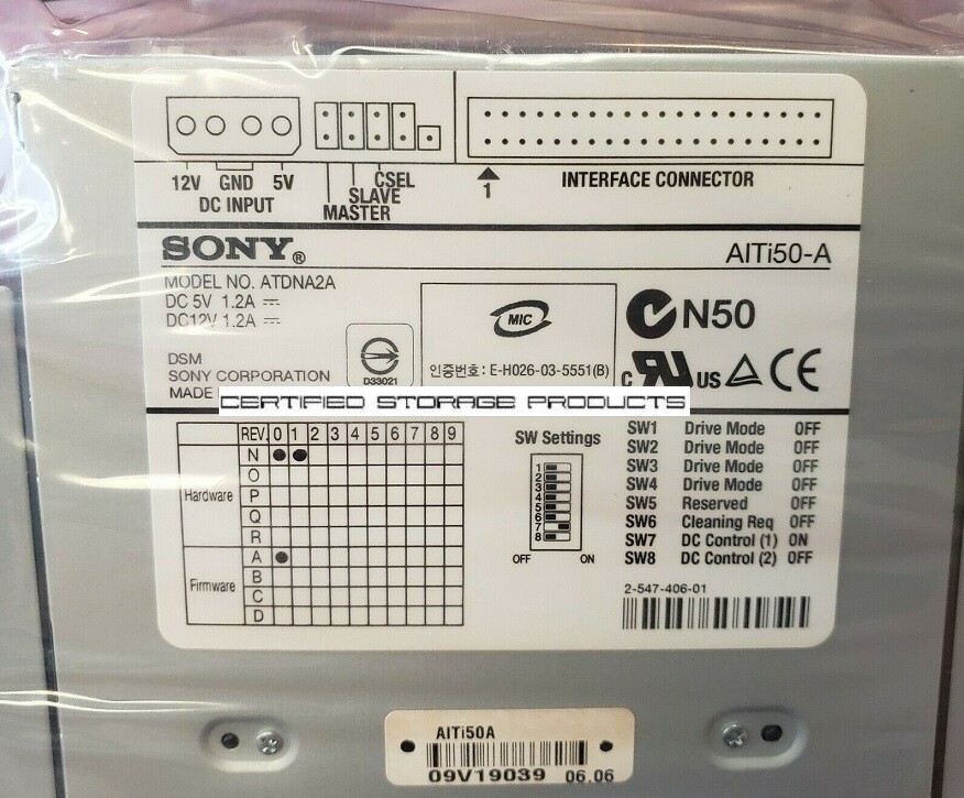 NEW SONY AITi50A/S AIT-E Int AITi50-A ATDN2A AITi50A Data Tape Drive Kit NIB
