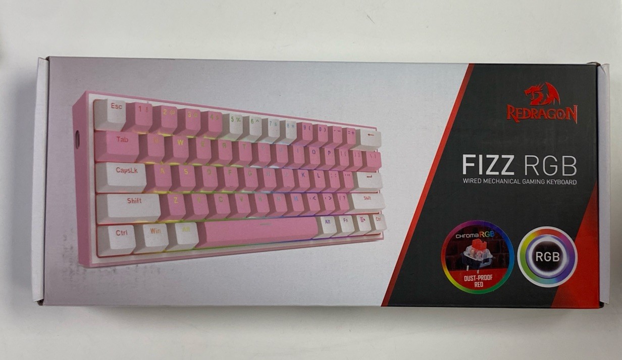 Redragon K617 Fizz 60% Wired RGB Gaming Keyboard, 61 Keys, Linear Red Switch