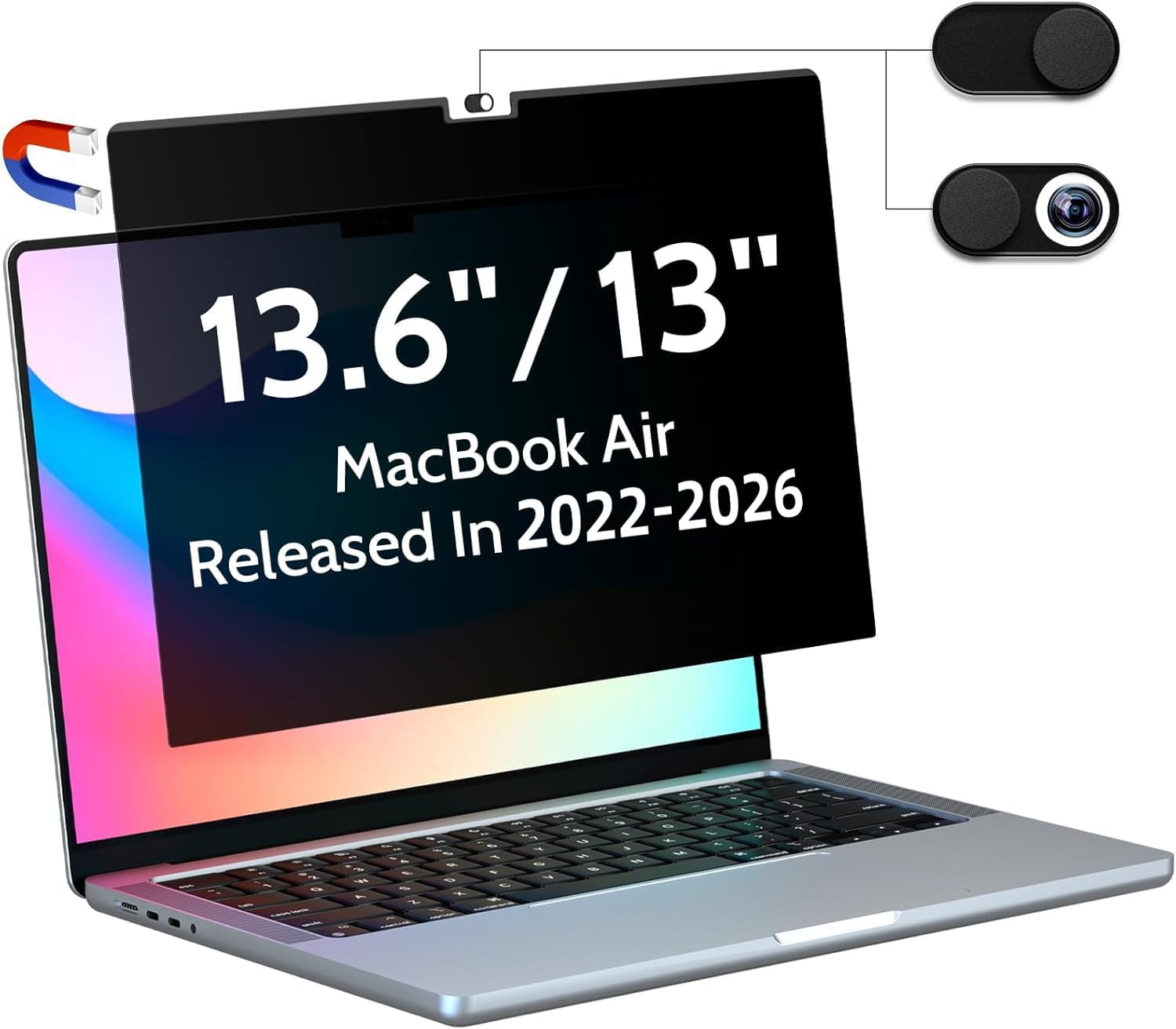 Magnetic Privacy Screen for Macbook Air 13.6/13 Inch (2022-2026, M2, M3, M4, M5)