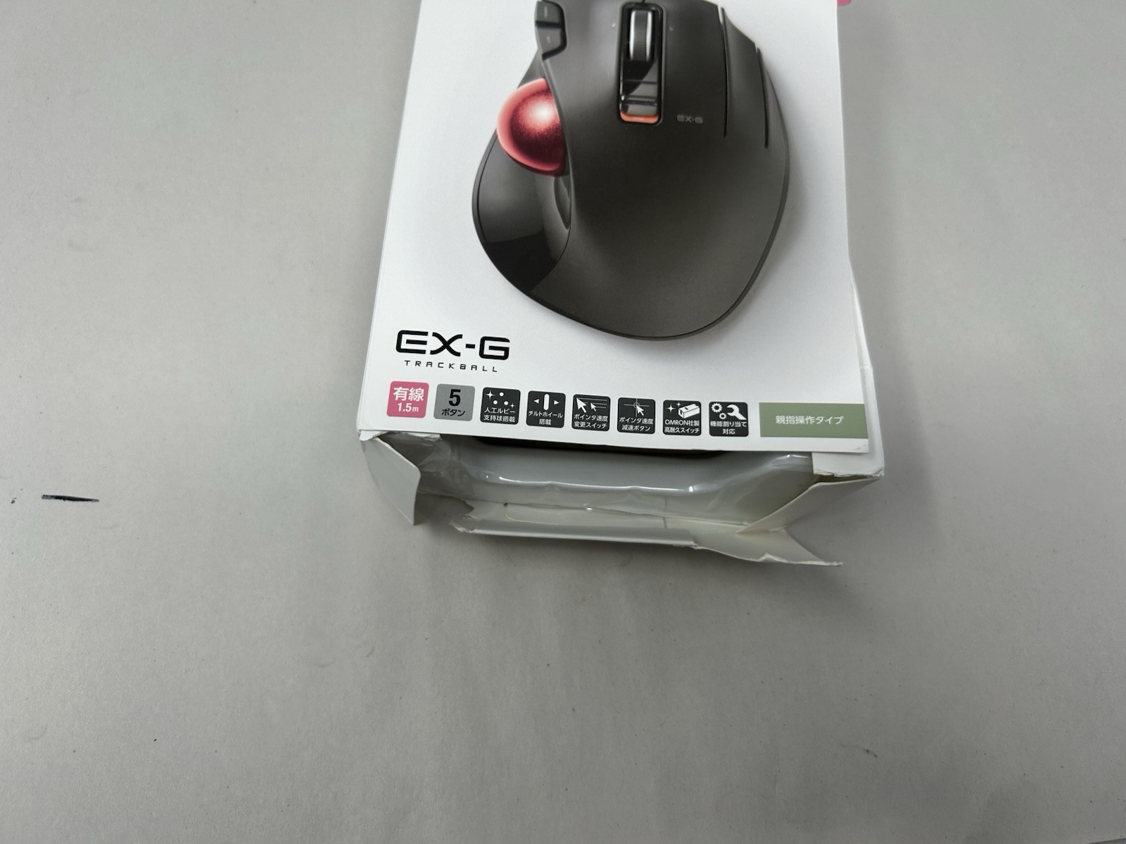 ELECOM, EX-G Trackball Mouse, Wired, Thumb Control, Ergonomic Design, 5-Button