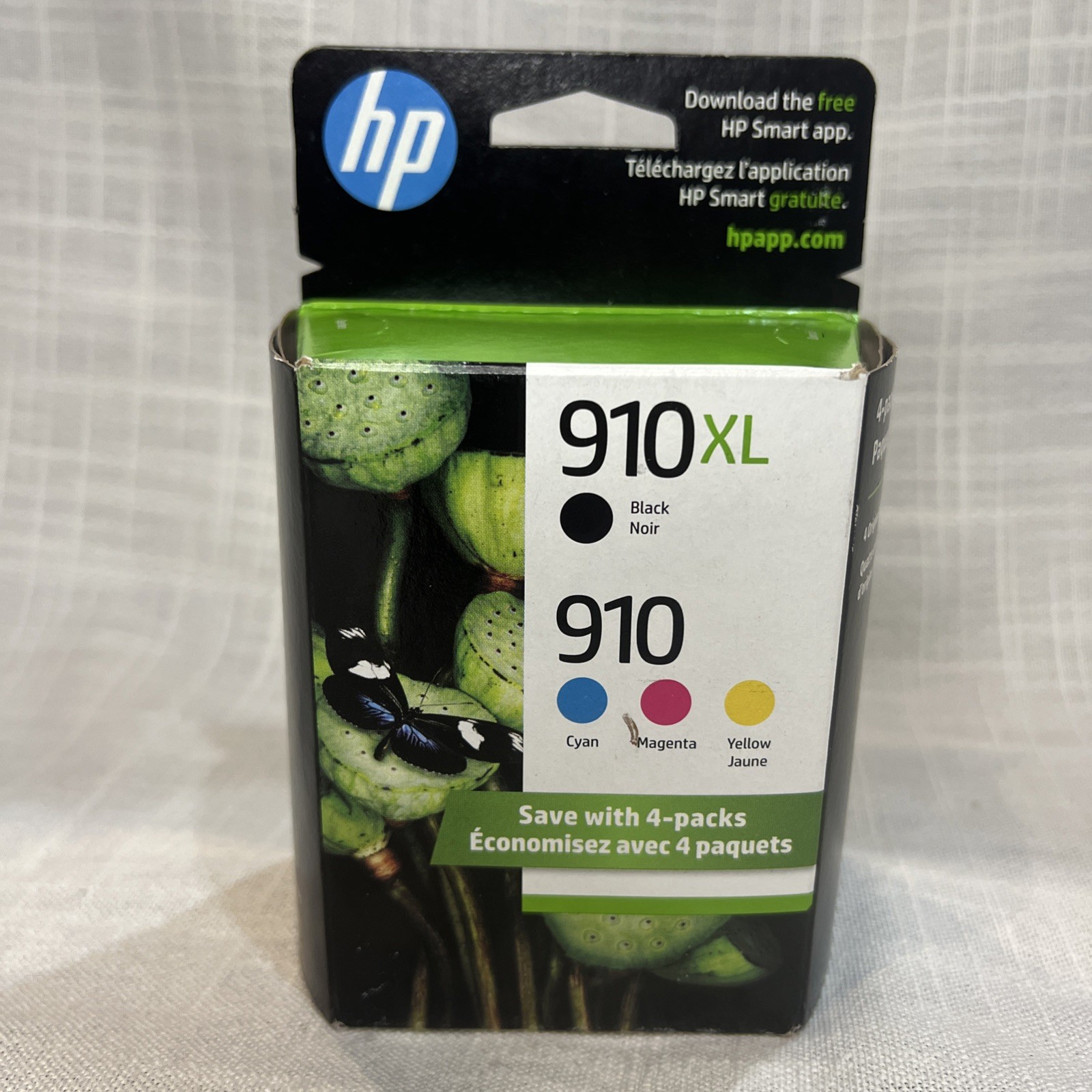 Genuine HP 910 XL Black + Standard C/M/Y Ink Cartridges 4-Pack Exp. March 2027