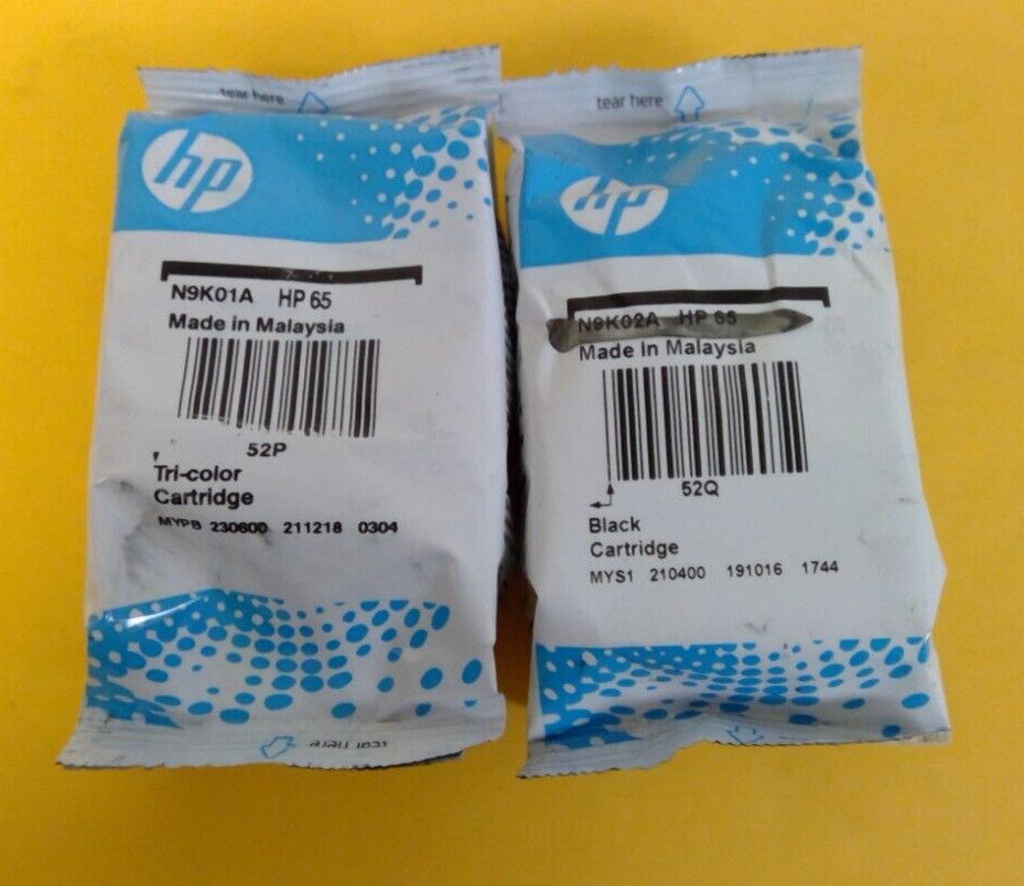 Genuine OEM HP 65Black-65 Tri-color Ink Bulk Packaging FREE SHIPPING